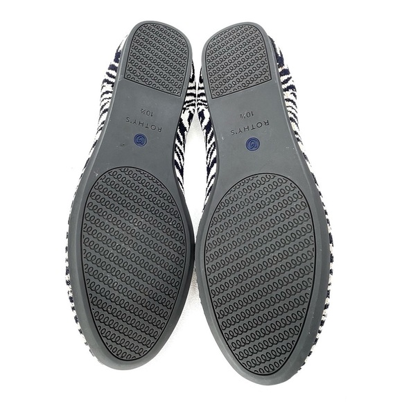 Rothy’s The Almond Loafer Zebra Print Navy Blue & White Size 10.5 EUC - Picture 6 of 12